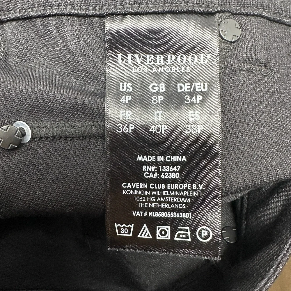 Liverpool Black Mid-Rise Skinny Crop Jeggings 5 Pocket Stretch Size 4 /27 Petite